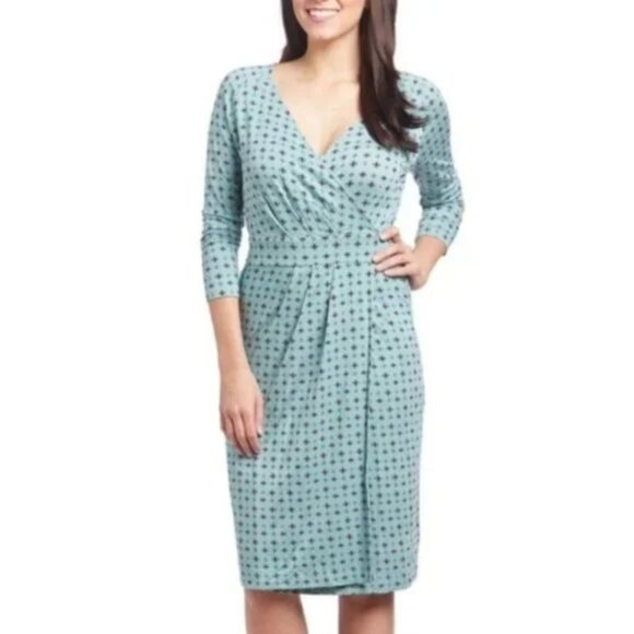Pendleton Azure Mimi Faux Wrap Midi Dress Petite L - Picture 1 of 14